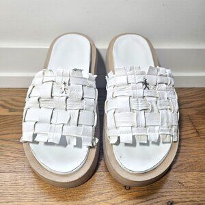 Henry Beguelin White Leather Slip On Sandals, 7 1/2